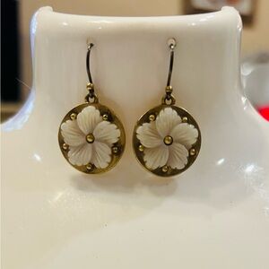 Elegant Gold and White Floral Earrings